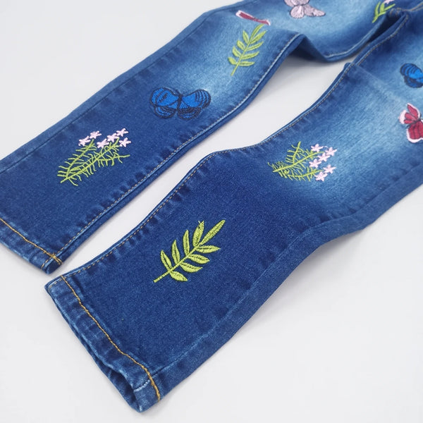 Embroidery Letter Jeans