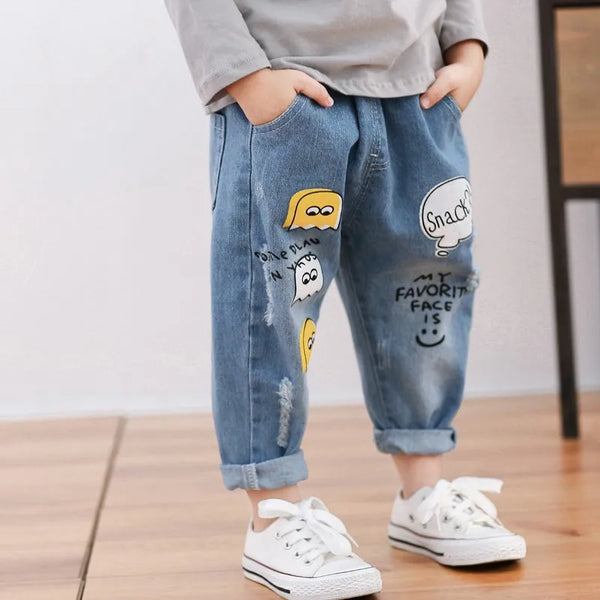 Casual Elastic Waist Jeans