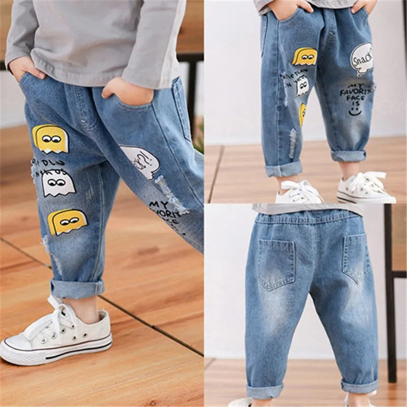 Casual Elastic Waist Jeans