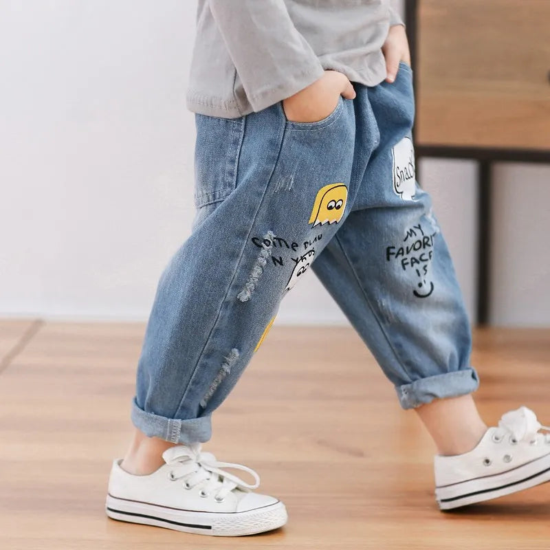 Casual Elastic Waist Jeans