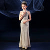 Floor Length Feather Sequin Dress