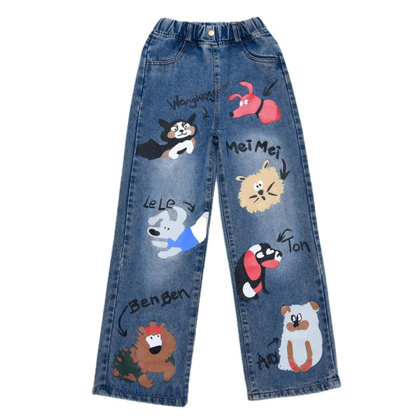 Cartoon Elastic Waist Jeans