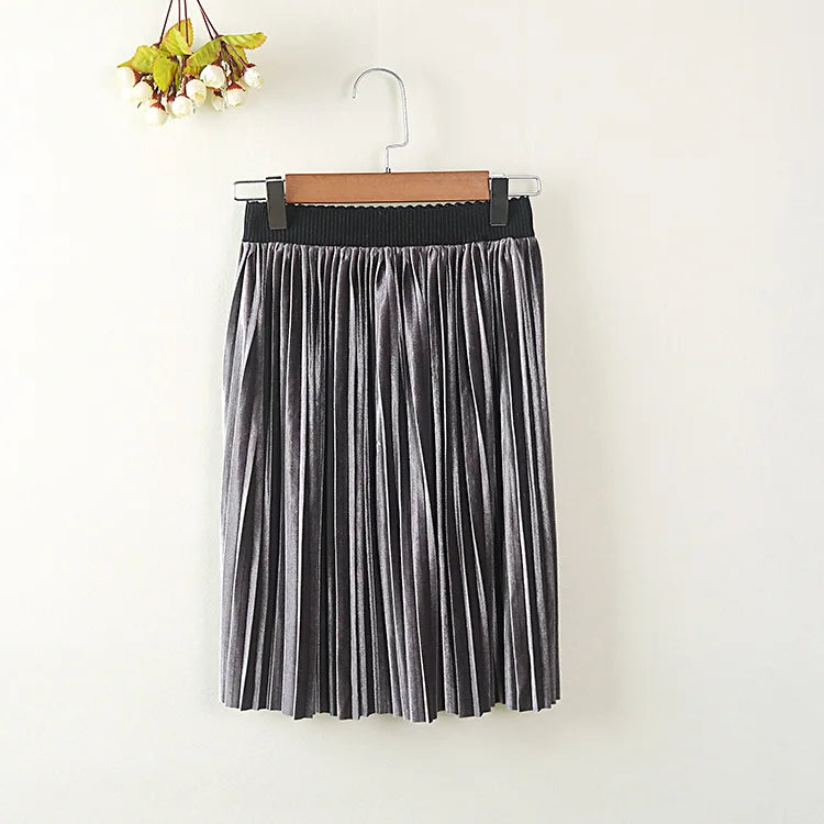 Velvet Pleated Skirt