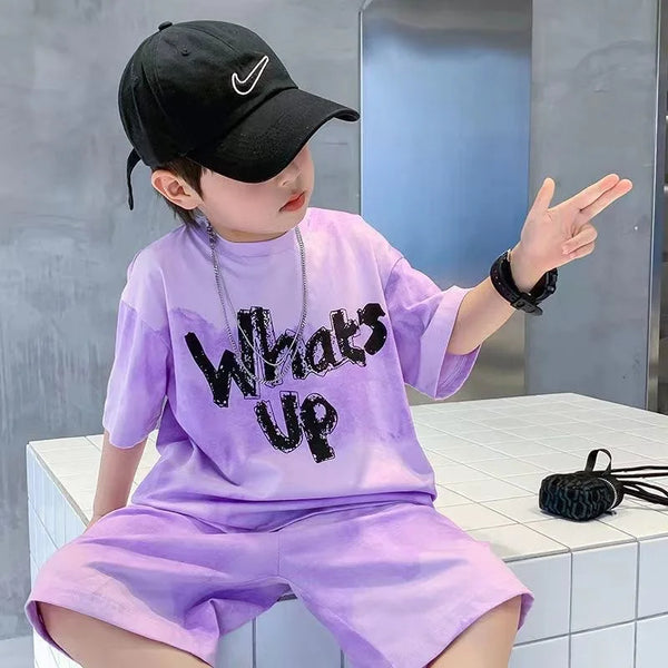 Boys Clothes Gradient Color T-Shirt & Loose Shorts