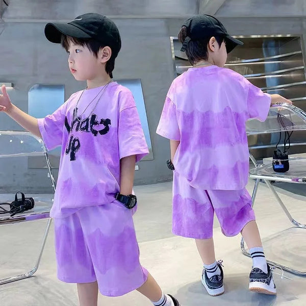 Boys Clothes Gradient Color T-Shirt & Loose Shorts