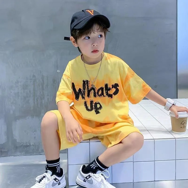 Boys Clothes Gradient Color T-Shirt & Loose Shorts