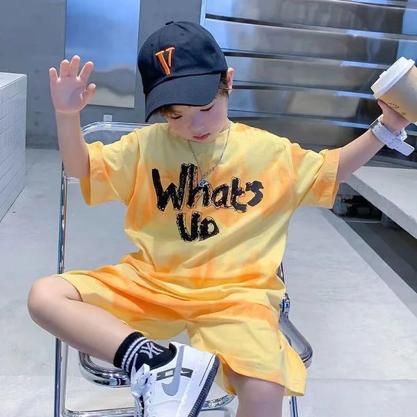 Boys Clothes Gradient Color T-Shirt & Loose Shorts